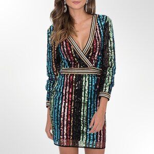 NWT Endless Rose multicolor sequin dress M medium cocktail party black lined